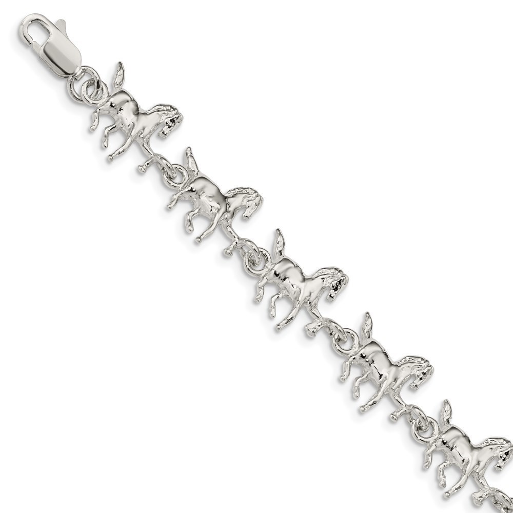 925 Sterling Silver Equestrian Fine Jewelry Horses Bracelet